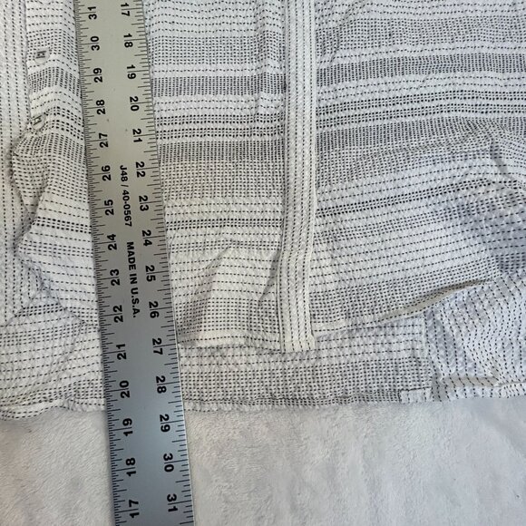 Habitat Womens White Black Striped Textured Button-Up Oversized Shirt Artsy Top - Picture 7 of 9